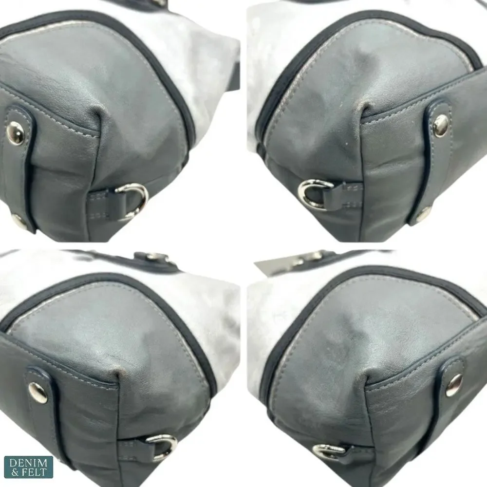 Coach Leather‎ Satchel Gray & Black Tote Bag with Pink Lining & Top Handles